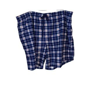 True Nation Mens Blue Plaid Swim Shorts With Drawstring Adjustable Waist 5XL